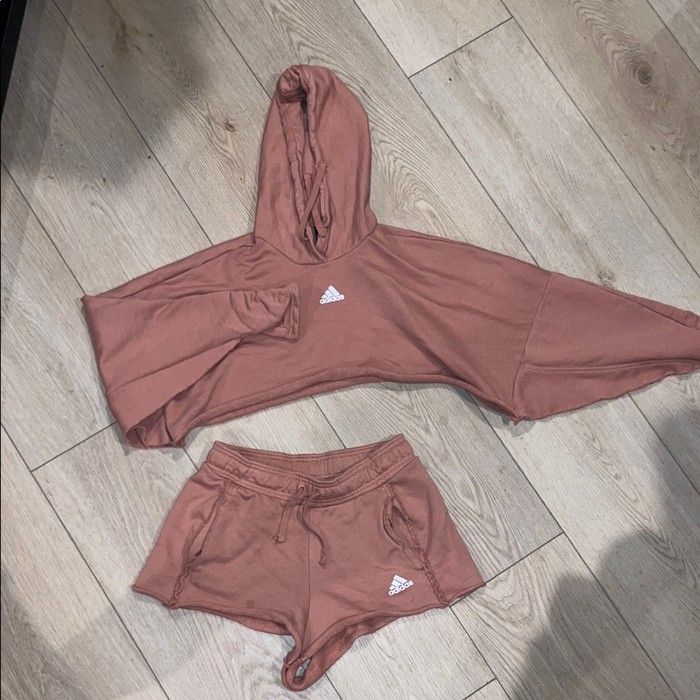 Adidas Women's Rust Hoodie and Shorts Set